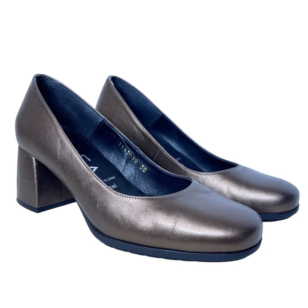 GADEA Leather Modern Heel Pumps Size EU 38 in Pewter Bronze